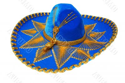 Nice blue sombrero mexicano isolated