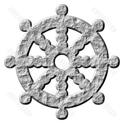 3D Stone Buddhism Symbol Wheel of Dharma