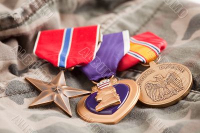 Bronze, Purple Heart and National Defense Medals
