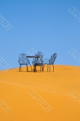romantic place to sit on the Sahara desert