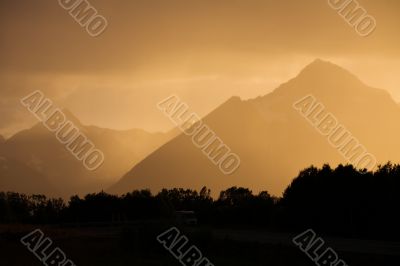 Night landscape of mountain road