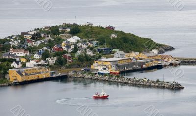 hilly peninsula in sea