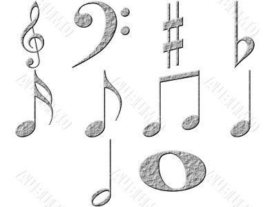 3D Stone Music Notes