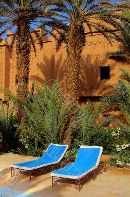 relaxation area in an exotic holiday resort