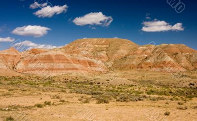 Desert and mountains under the blue sky