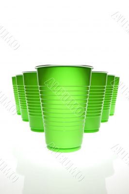 Green plastic cups
