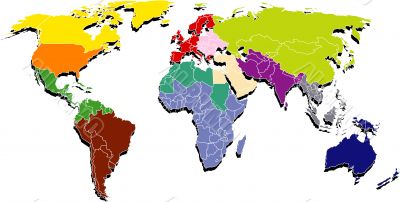 Map divided to regions, different colors