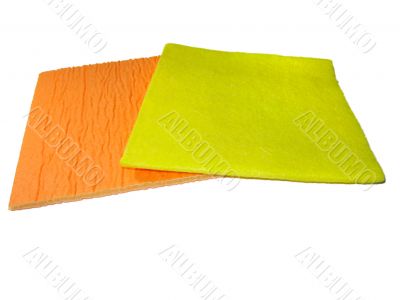 two yellow and orange napkins isolated over white background
