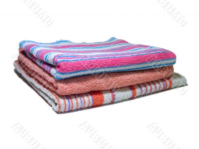 Three color towel isolated on white background