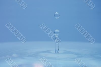 Clean water and water bubbles in blue