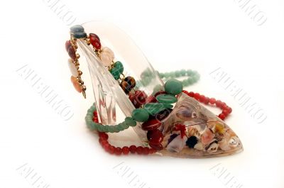 Souvenir - a shoe with a beads from jewels
