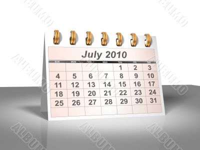 July 2010 Desktop Calendar.