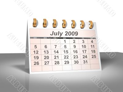 July 2009 Desktop Calendar.