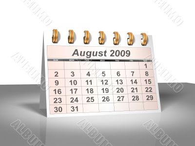 August 2009 Desktop Calendar.