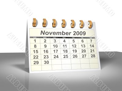 November 2009 Desktop Calendar.