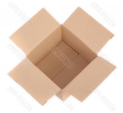 cardboard box on white - top view cardboard box on white - top view