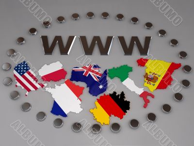internet concept wwww several countries