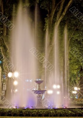 Bright fountain at night.
