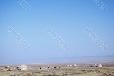 Yurts in wide Landscape,China