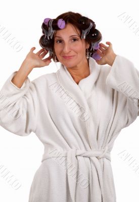 Woman in rollers