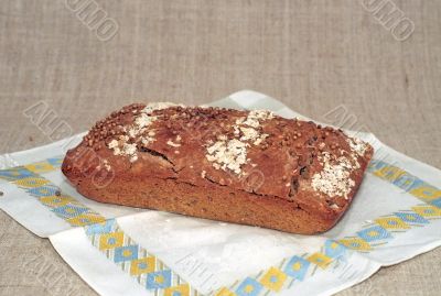 Rye bread on dish-cloth