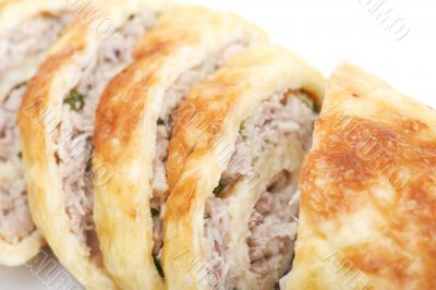 chiken roll on white background