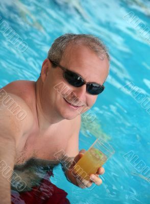 Mature man in the pool