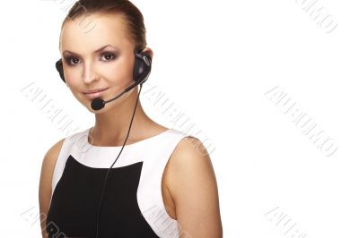 Nice hotline operator with headset