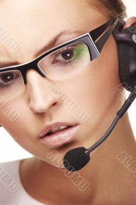 Nice hotline operator with headset