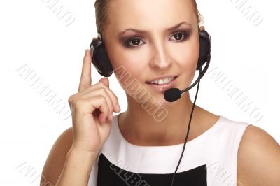 Nice hotline operator with headset