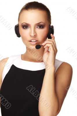 Nice hotline operator with headset