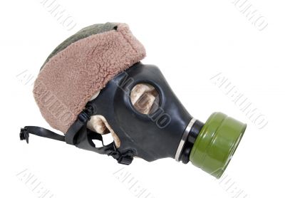 Gas mask and military hat