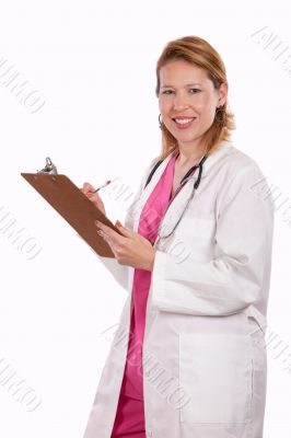 Female doctor holding chart
