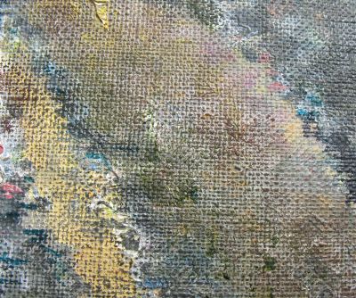 Fragment of linen with the oil paints.
