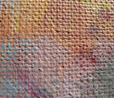 Fragment of linen with the oil paints.