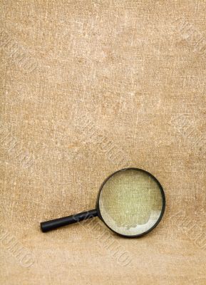 Magnifying glass on the sacking Magnifying glass on the sacking