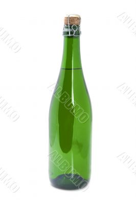 Bottle sparkling wine on white