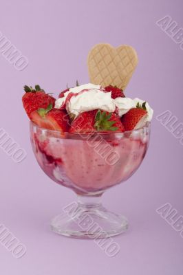 Ice cream with strawberries