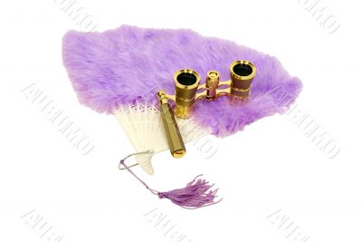 Fan and opera glasses