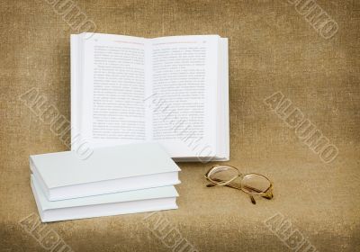 Still-life from eyeglasses and books Still-life from eyeglasses and books