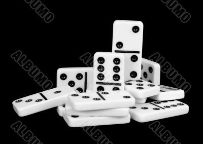 Small group of bones dominoes on a black Small group of bones dominoes on a black
