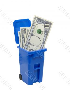 Recycle bin full of no money