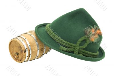 Felt Alpine hat and Oak barrel