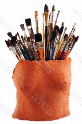 Brushes in Ceramic Vase