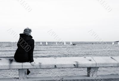 Tourist sitting on the bench