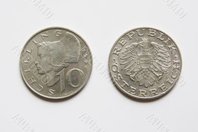 Austrian 10 Schilling coins