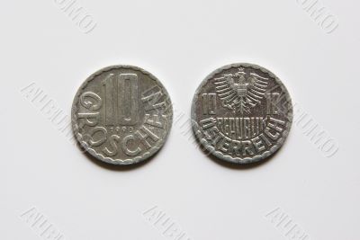 Austrian 10 Groschen coins