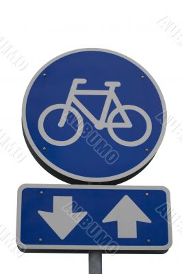 Bicycle sign with arrows