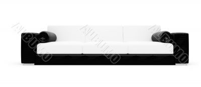 Black and white color sofa isolated view