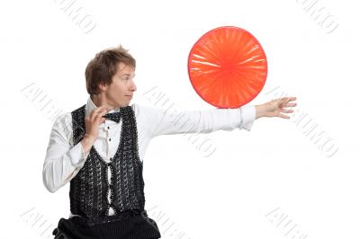 Performer show his juggler ability